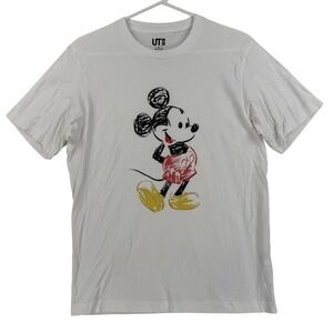 Uniqlo Mickey Mouse Shirt Mens Small Disney UT White Sketch Graphic Tee